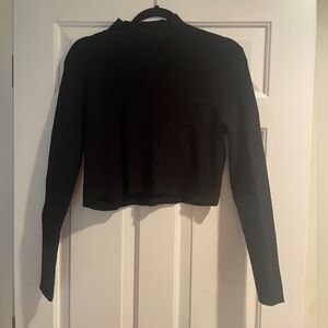 Black Cropped Turtleneck Sweater